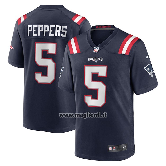 Maglia NFL Game New England Patriots Jabrill Peppers 5 Blu